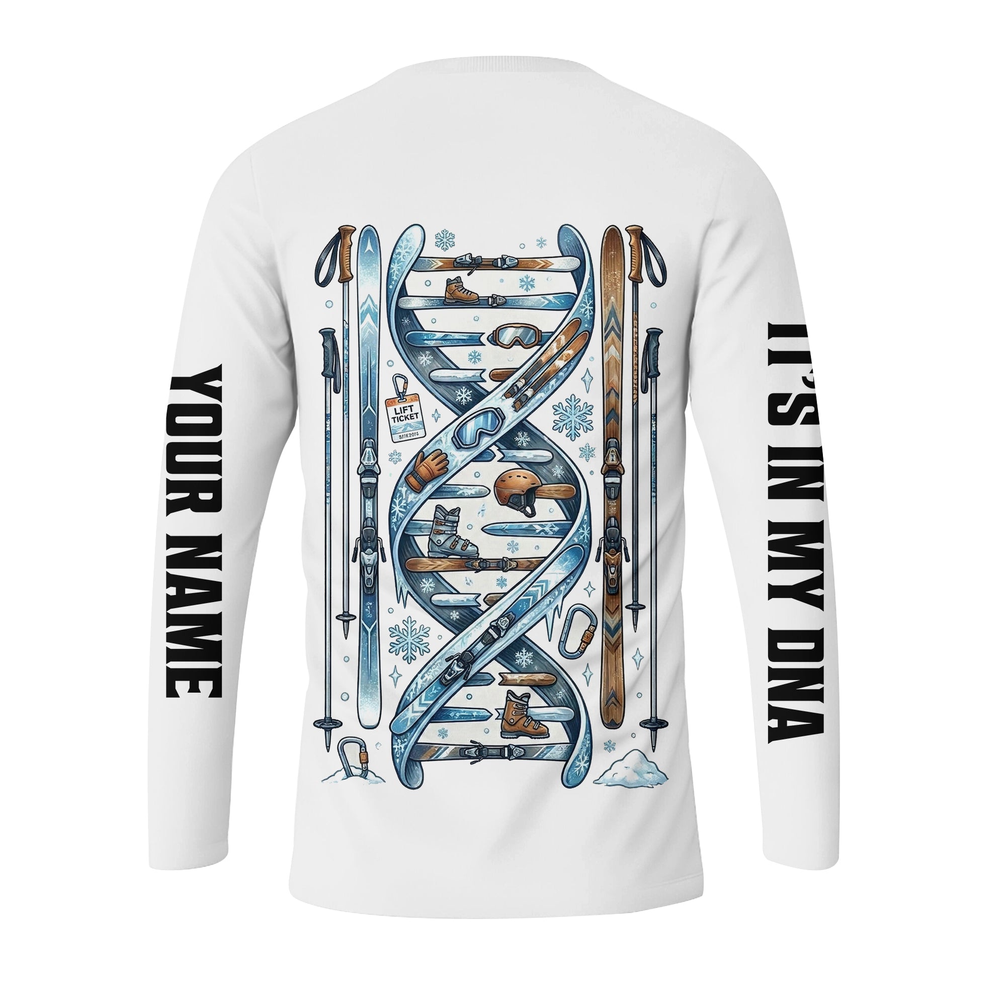 Custom Name Skiing It's In My DNA All Over Print Shirt