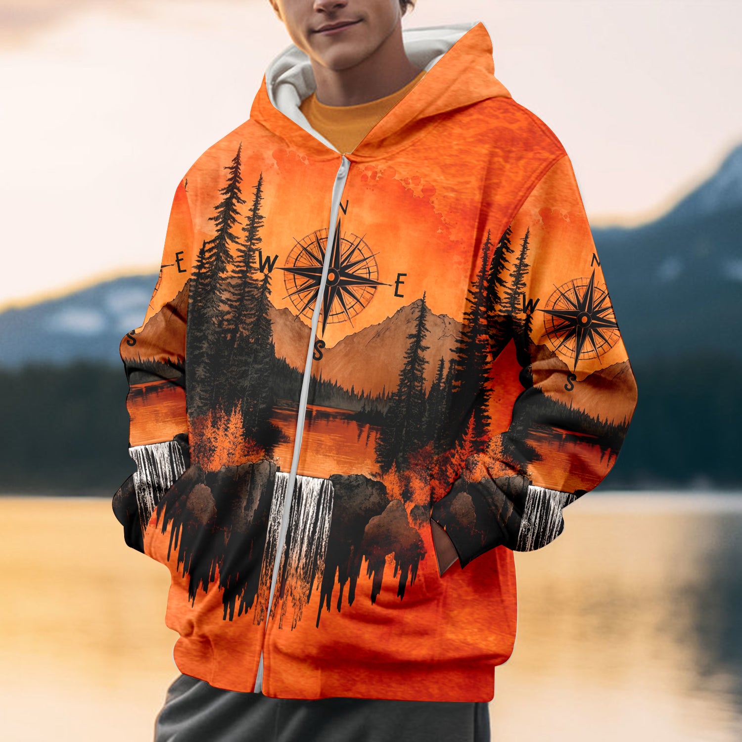 Into The Mountains I Go Orange All Over Print Shirt