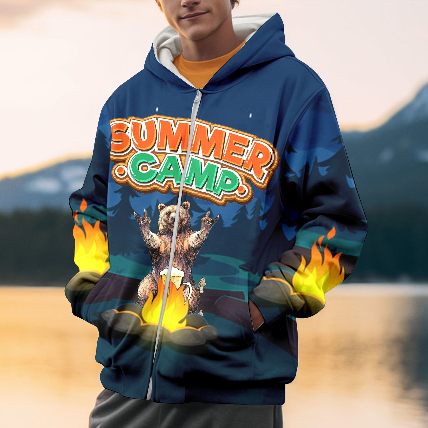Summer Camp Grizzly Bear All Over Print Shirt