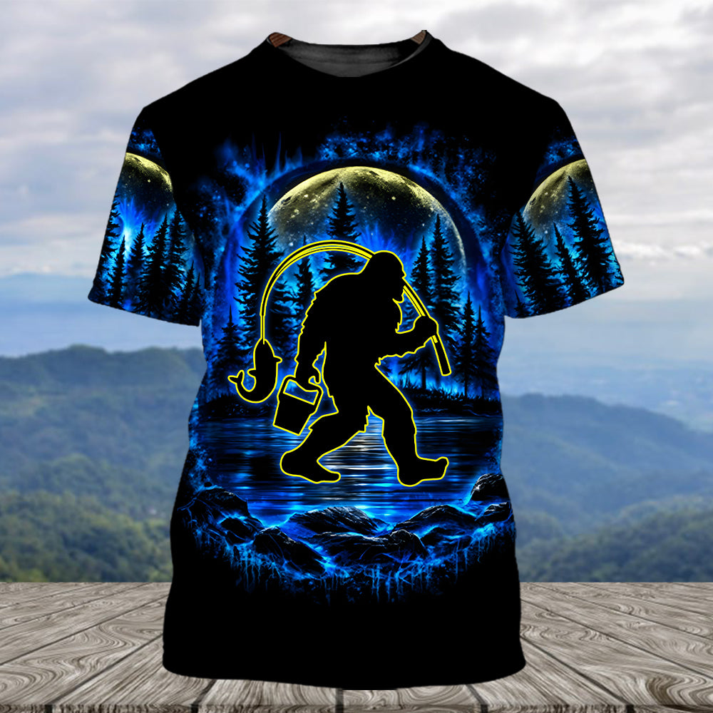 Bigfoot Fishing All Over Print Shirt