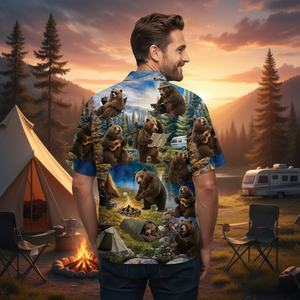 Funny Bear Camping Hawaiian Shirt