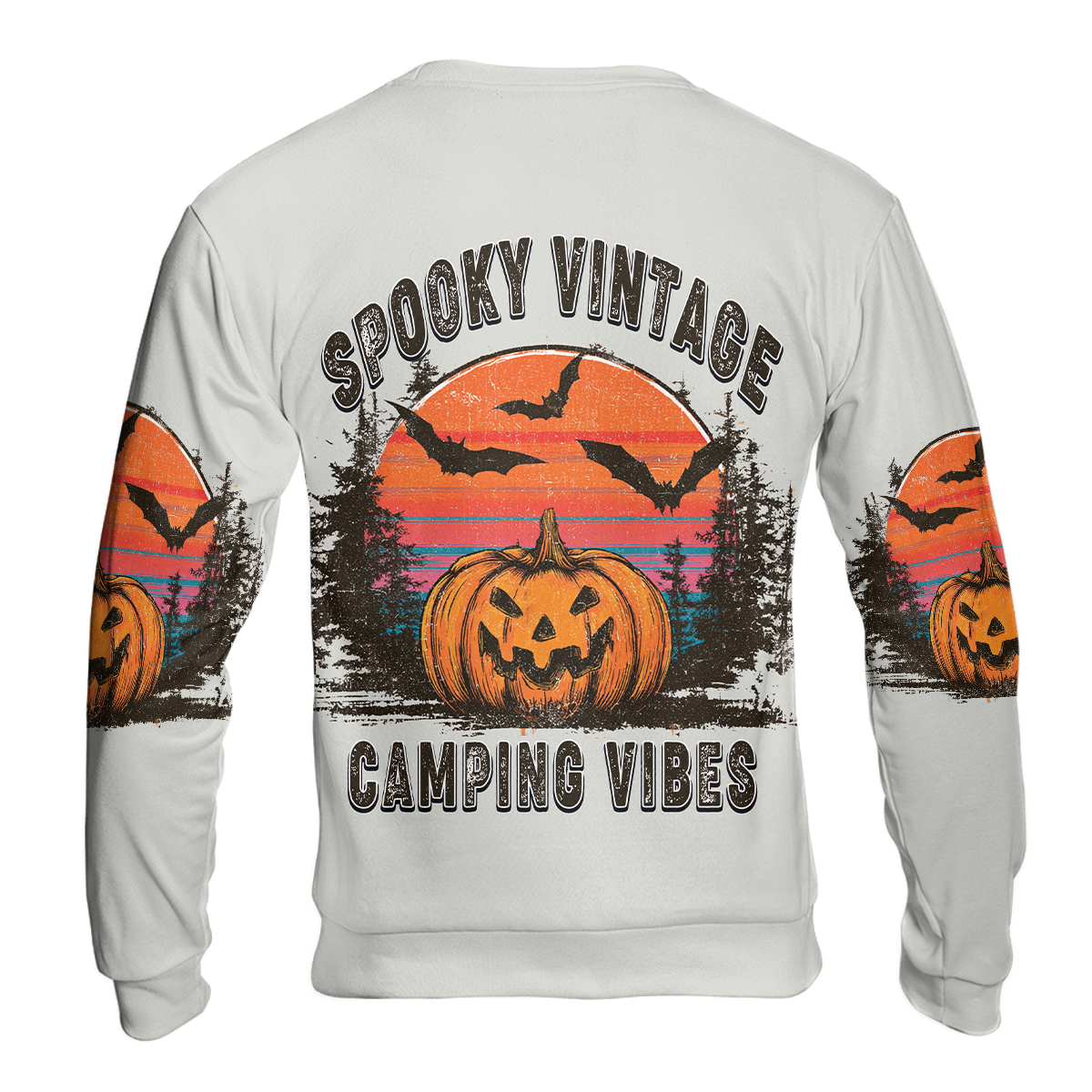 Retro Spooky Vintage Camping Vibes Halloween All Over Print Shirt