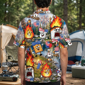 America Patriot Burnt Marshmallow Hawaiian Shirt