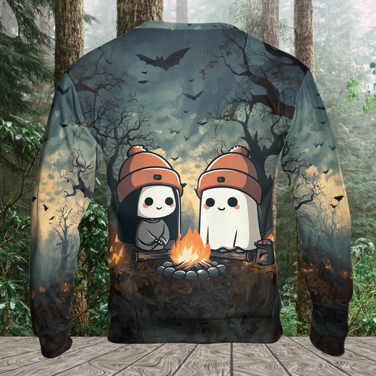 Cute Ghost Camping Crew All Over Print Shirt