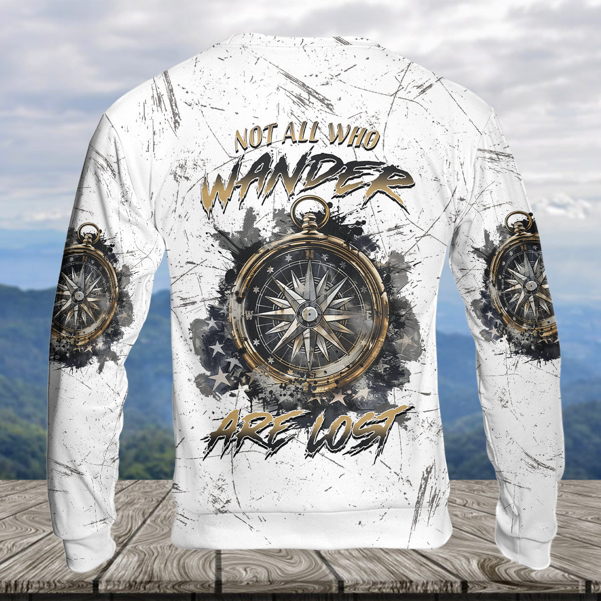 Not All Who Wander Are Lost Compass Cracks All Over Print Shirt