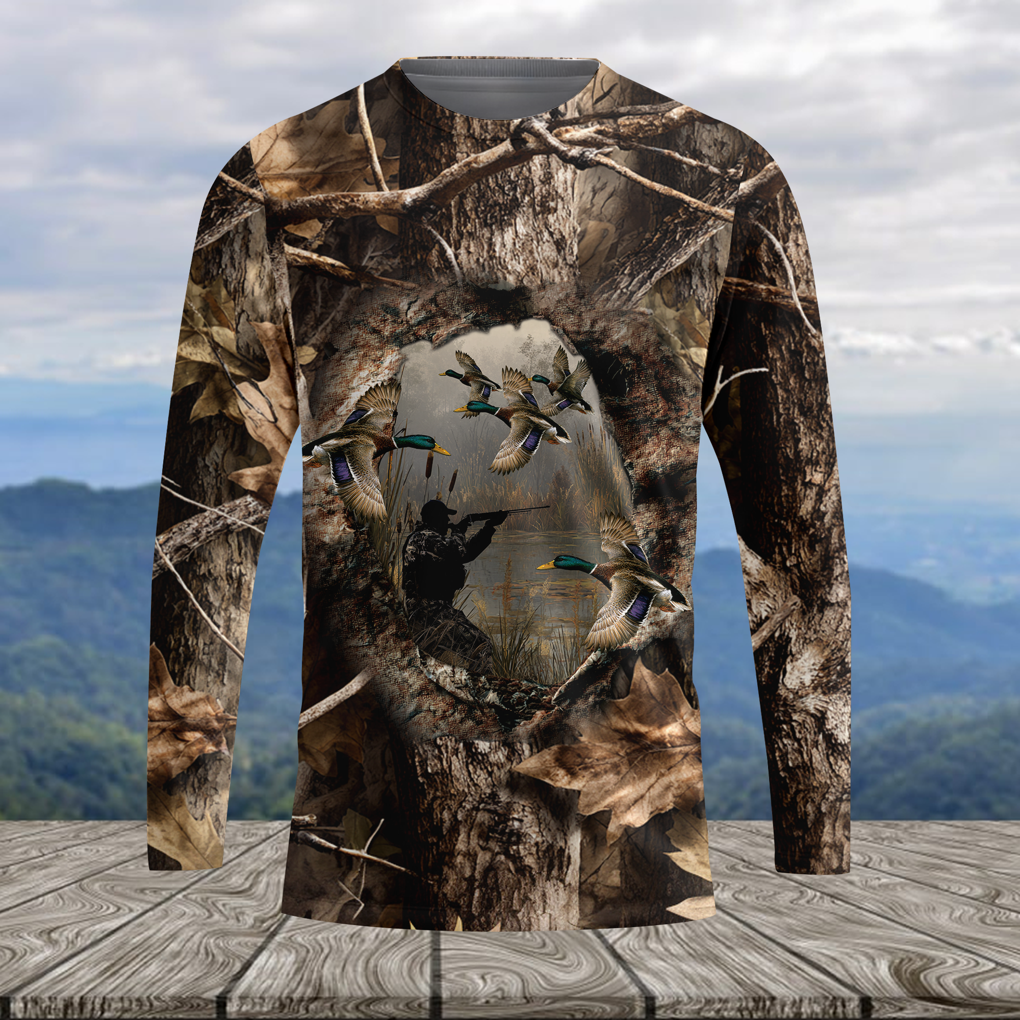 Duck Hunting Camouflage Fabric All Over Print Shirtt