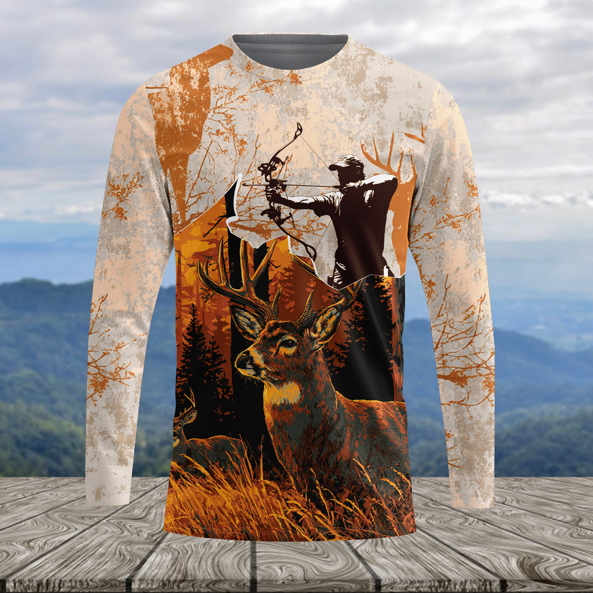 Vintage Deer Hunting Orange All Over Print Shirt