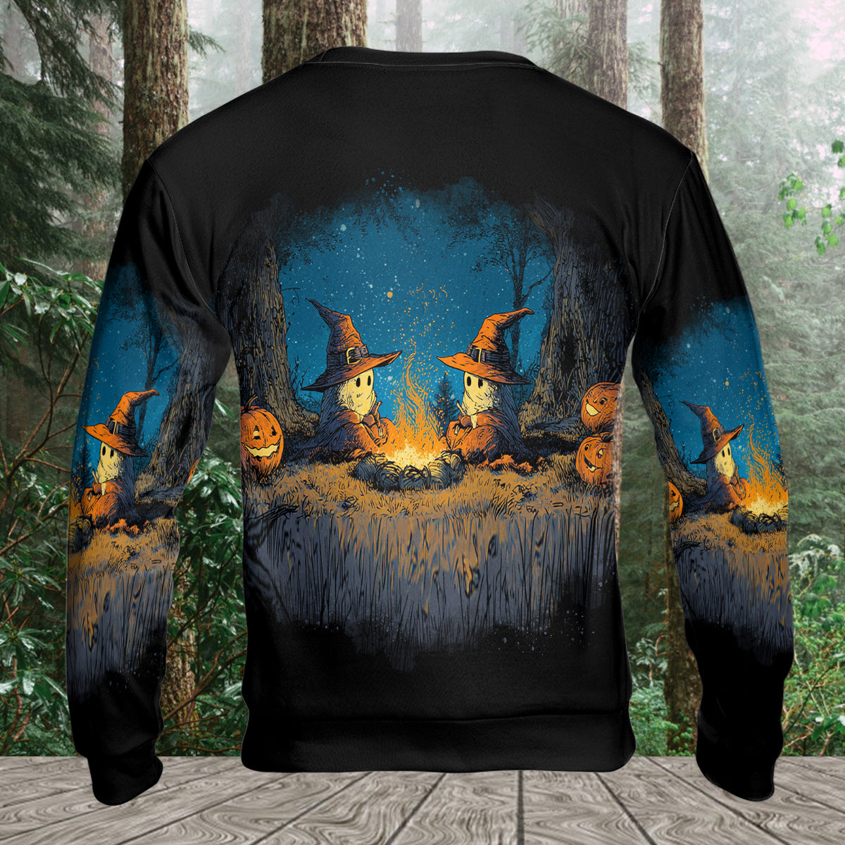 Spooky Pumpkin Campfire Night All Over Print Shirt