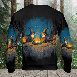 Spooky Pumpkin Campfire Night All Over Print Shirt