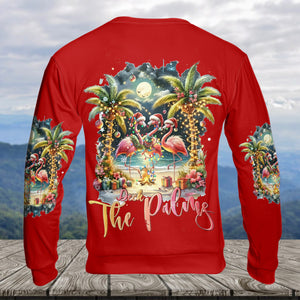 Christmas Deck The Palms Flamingo All Over Print Shirt