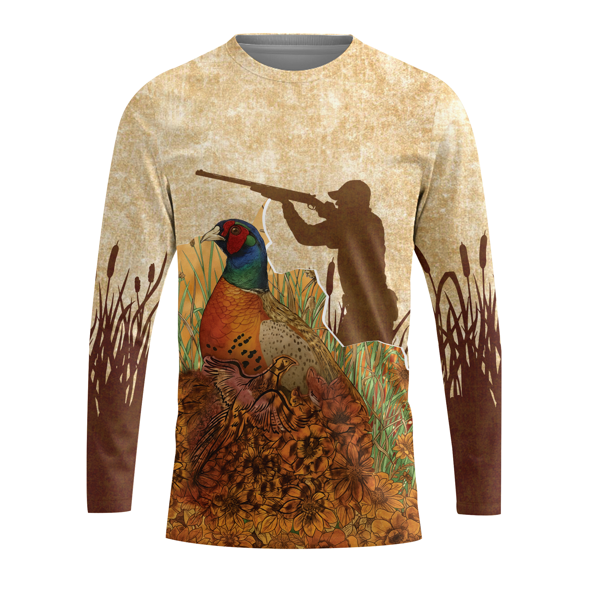 Vintage Wild Pheasant Hunting Flower Camo All Over Print Shirt