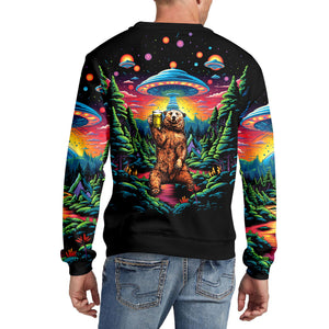 Bear Alien Night Drinking All Over Print Shirt