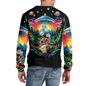 Alien UFO Abduction On Camping Site Night All Over Print Shirt
