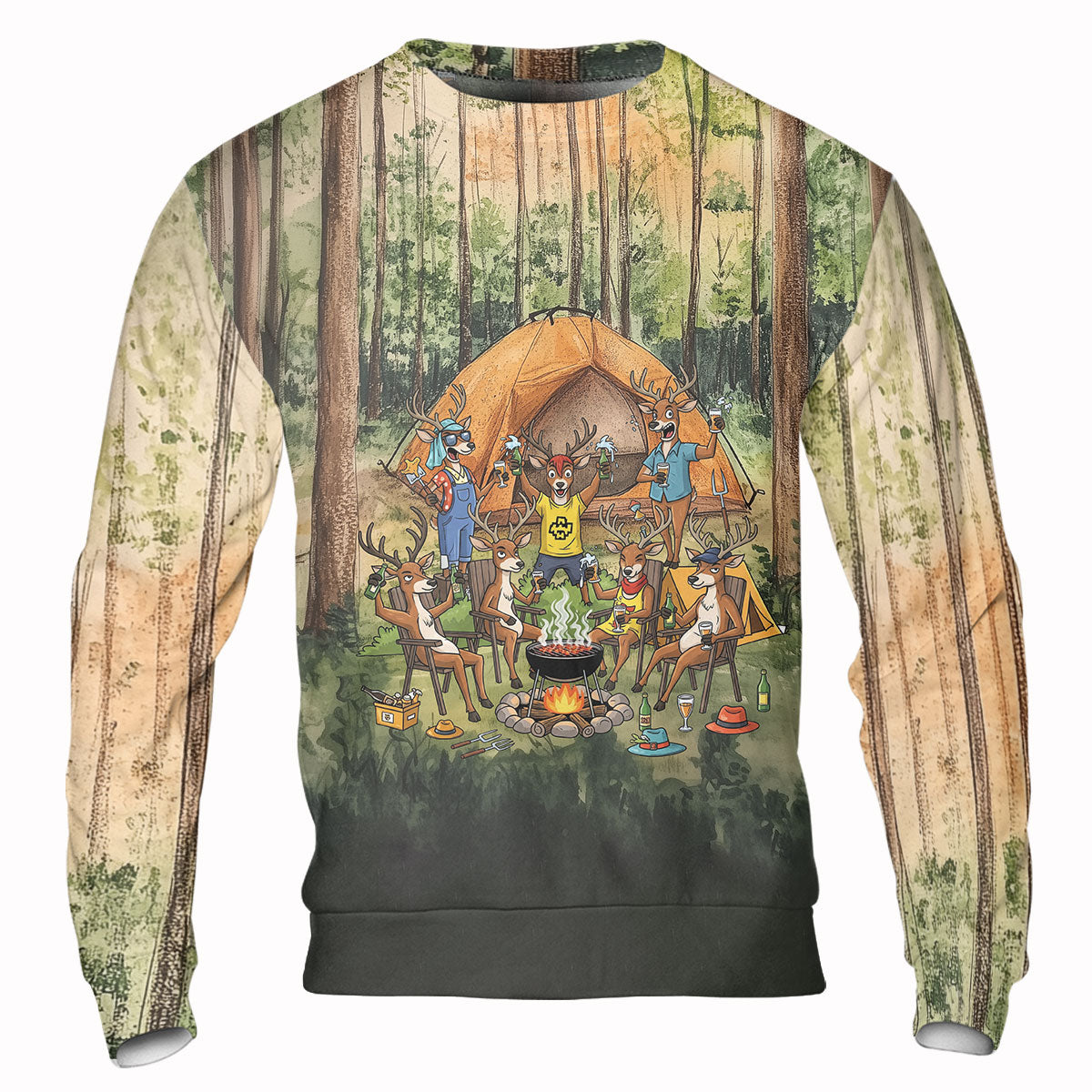 Friends, Fires, Fun Camping Crew Deer All Over Print Shirt