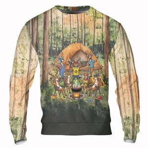 Friends, Fires, Fun Camping Crew Deer All Over Print Shirt