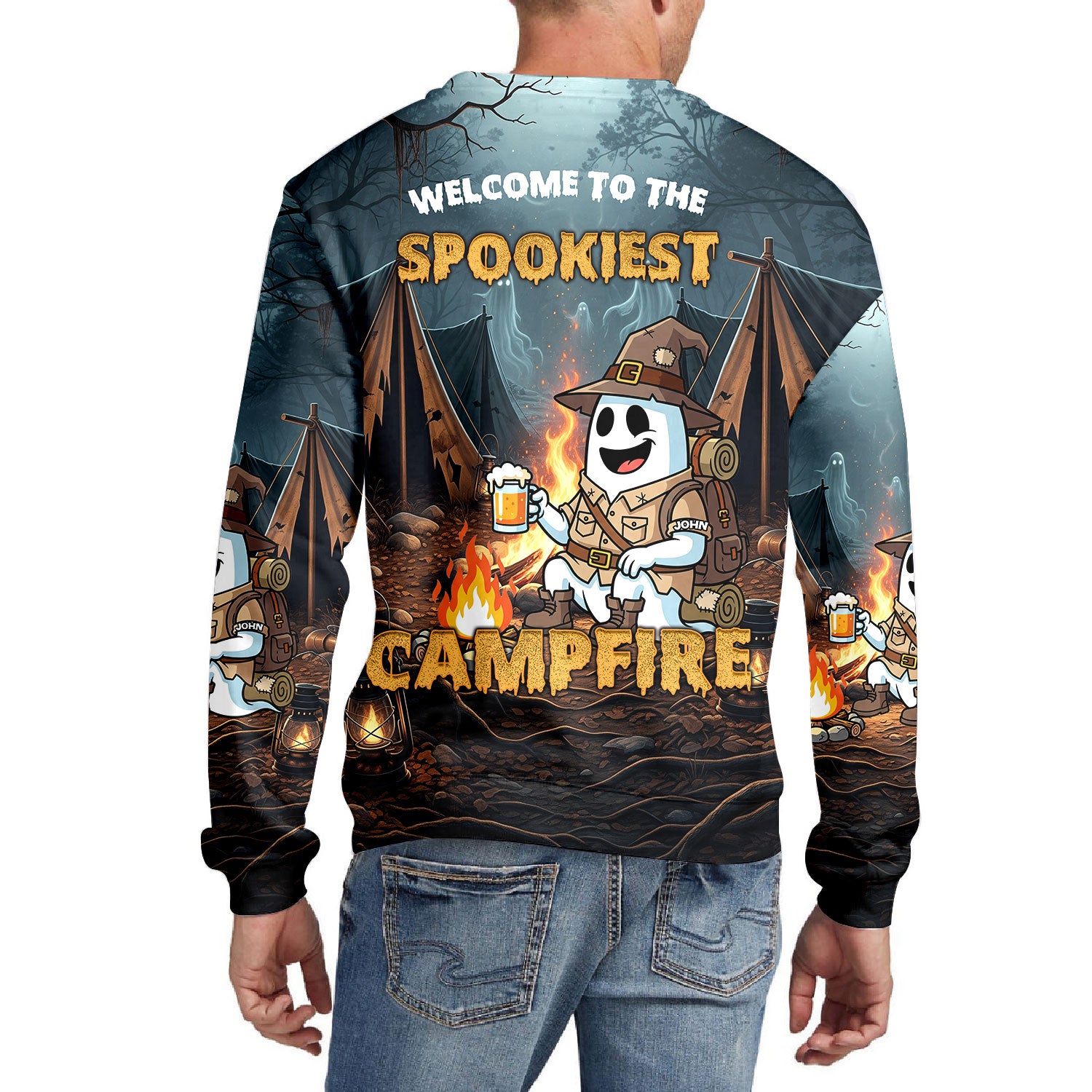 Custom Name Welcome To The Spookiest Campfire All Over Print Shirt