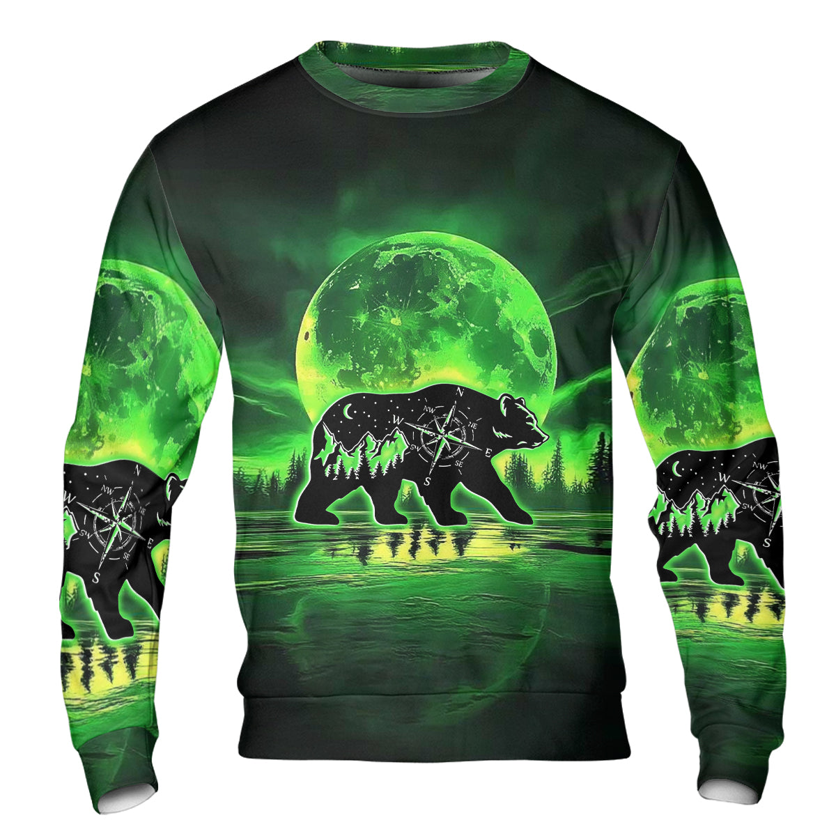 Bear Green Moonlit Art All Over Print Shirt