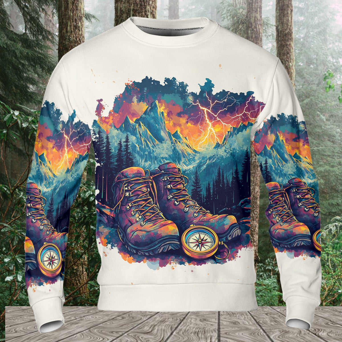 The Mountains Are Calling Compass Boots All Over Print Shirt