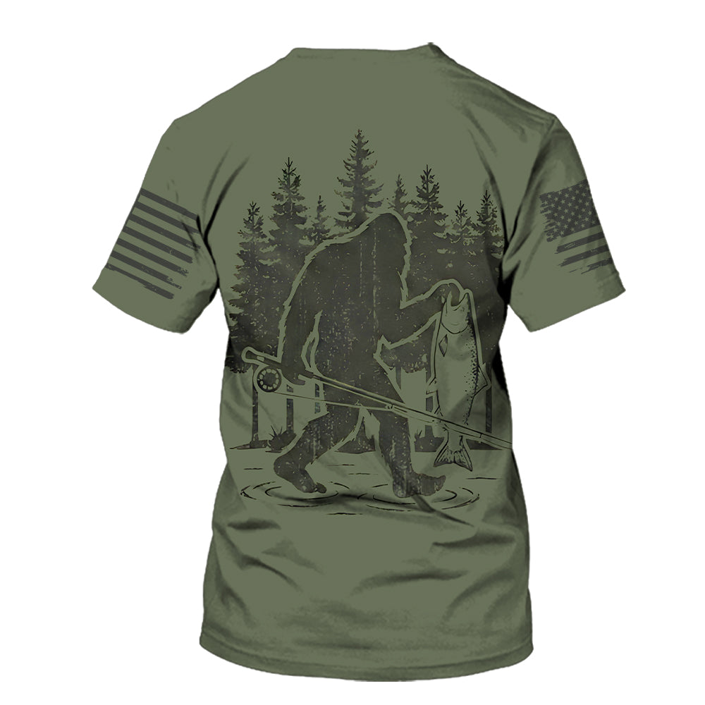 Bigfoot Fishing Funny Fisher Man All Over Print Shirt