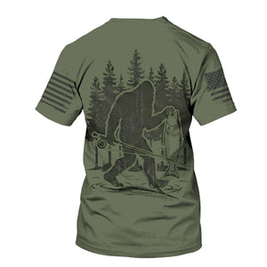 Bigfoot Fishing Funny Fisher Man All Over Print Shirt