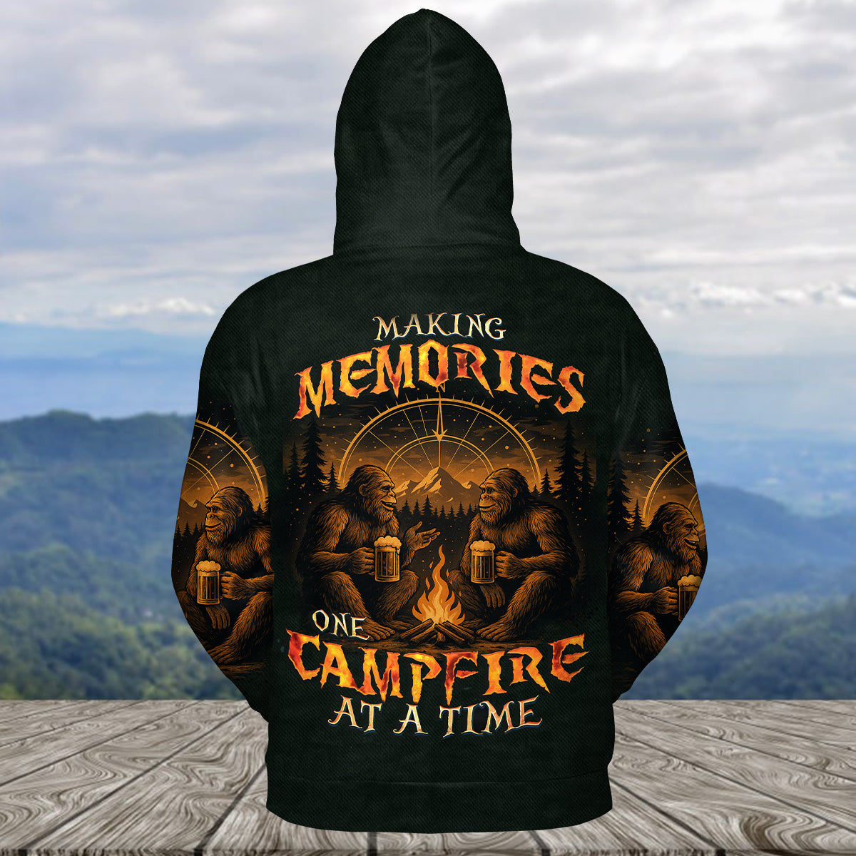 Bigfoot Making Memories One Campfire At A Time All Over Print Shirt
