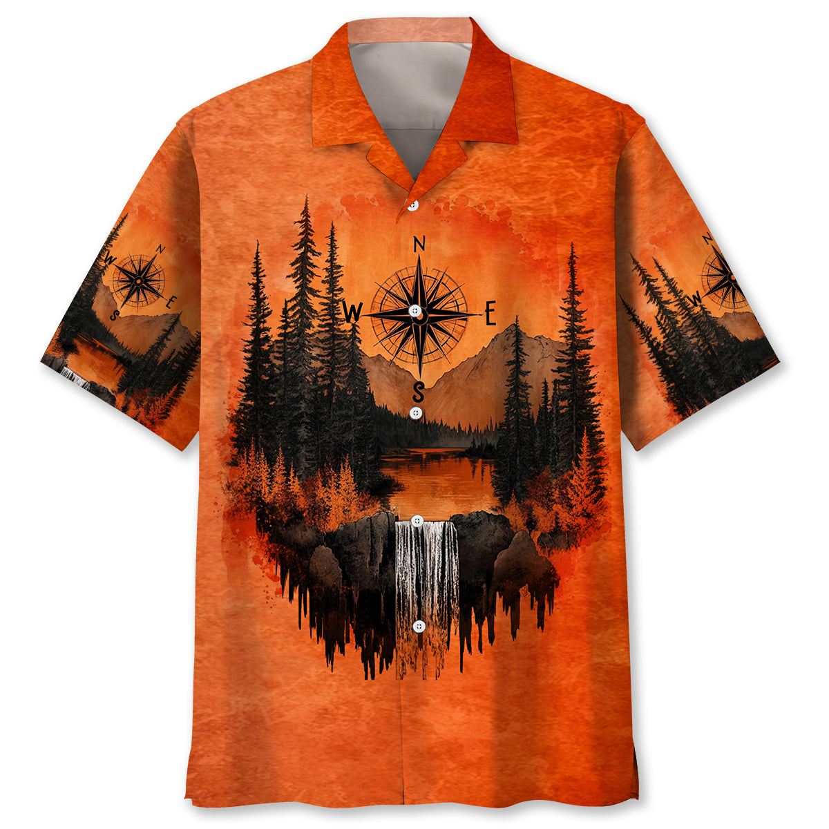 Into The Mountains I Go Orange Hawaiian Shirt