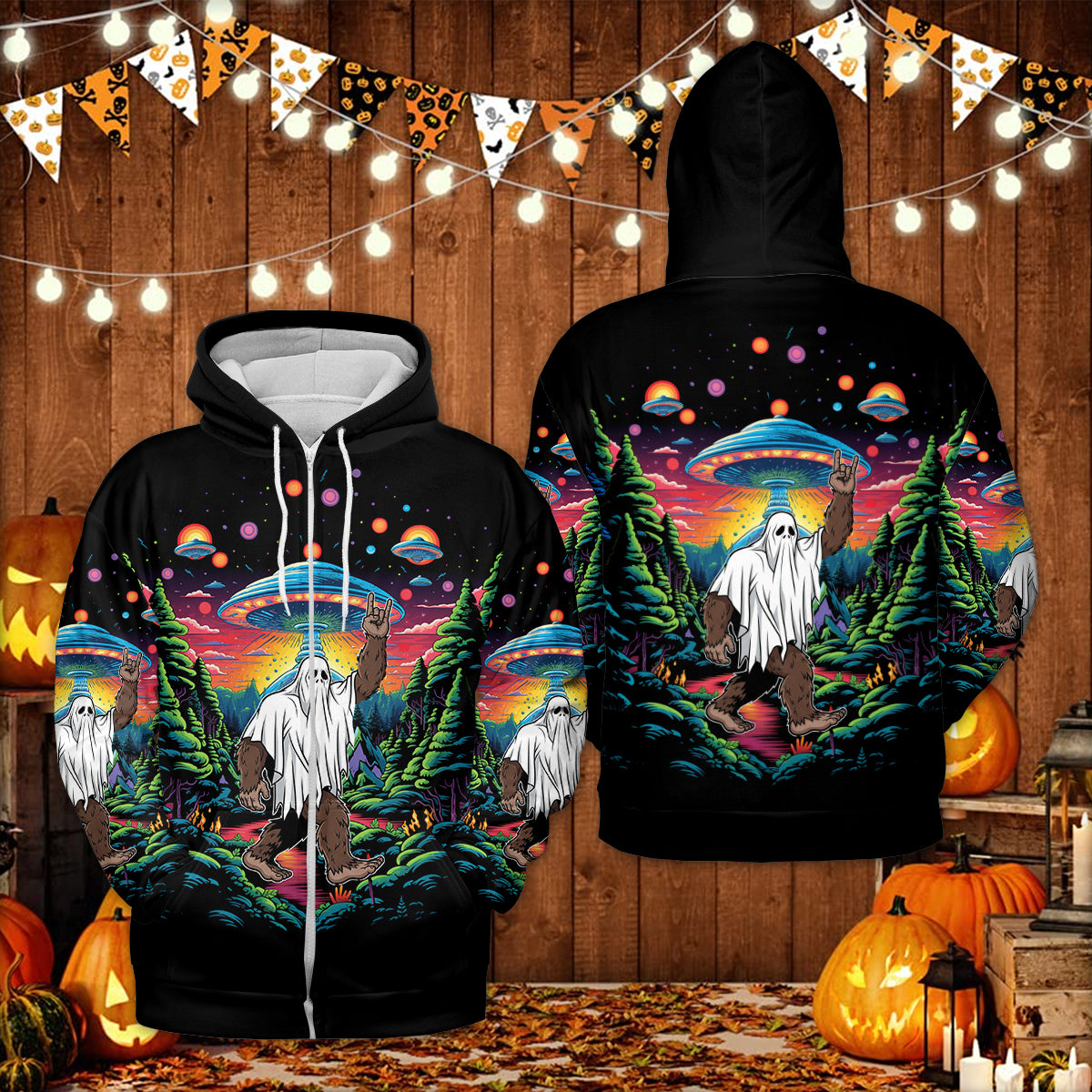 Bigfoot Boo Rock On All Over Print Shirt