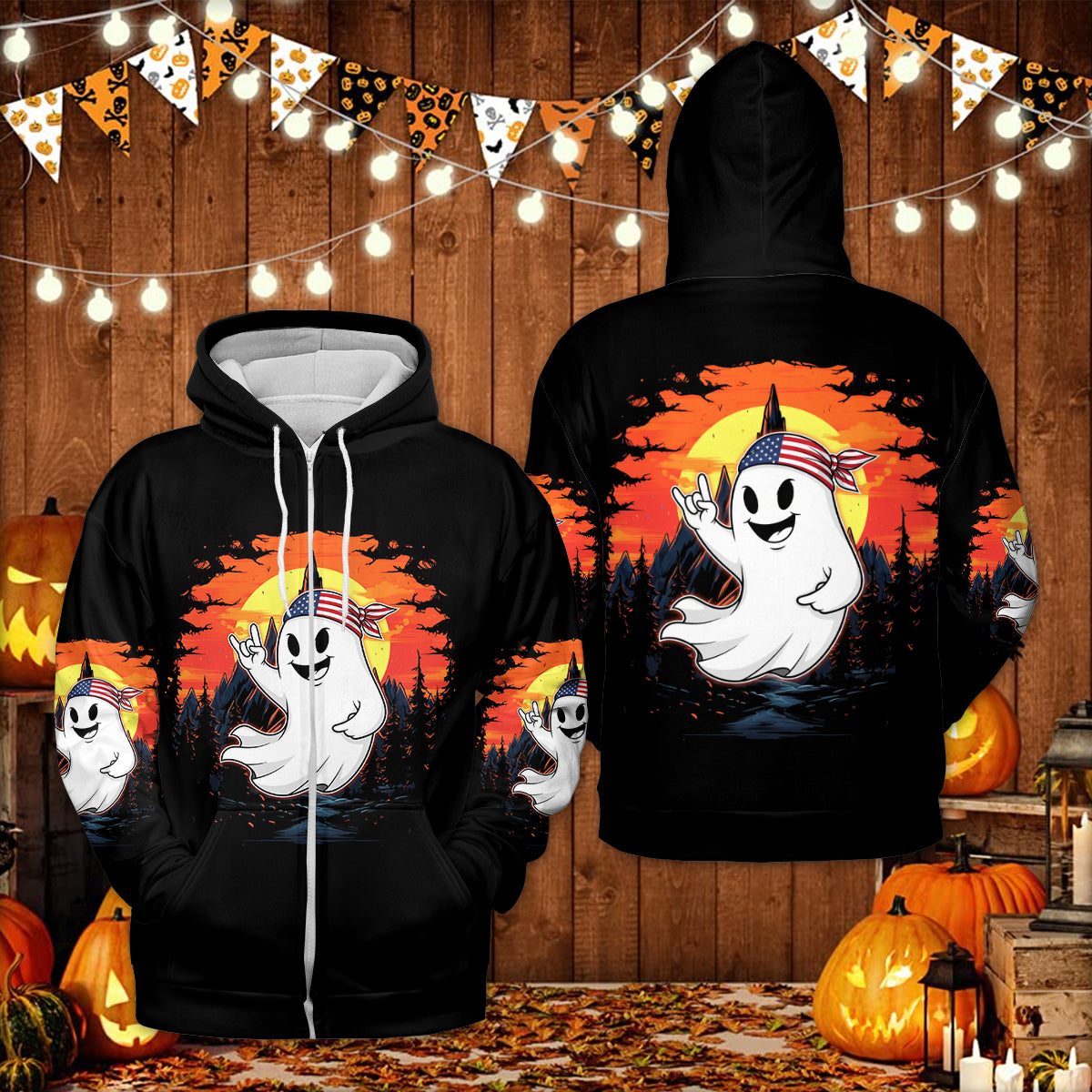 Spooky Boo In The Forest All Over Print Shirt