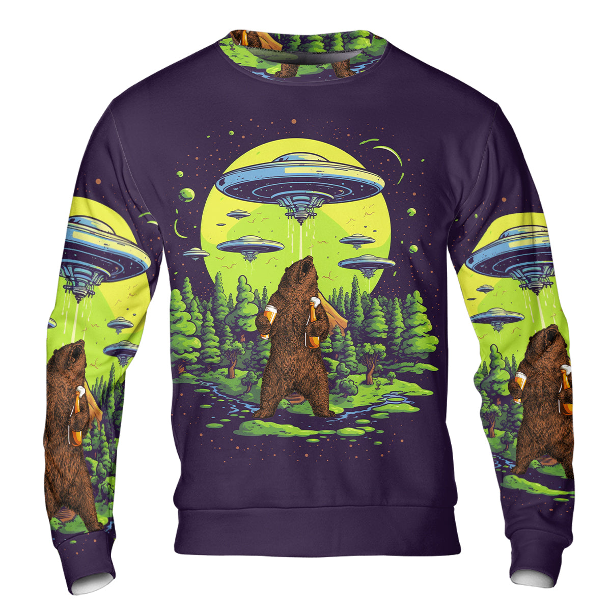 Funny Grizzly Bear Drinking All Over Print Shirt
