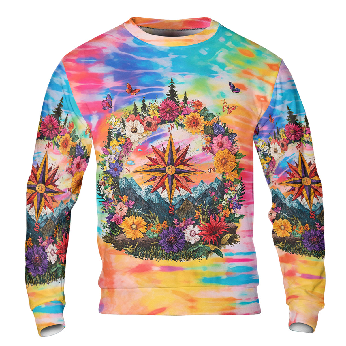 Live For The Moments Compass Flower All Over Print Shirt