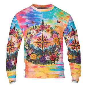 Live For The Moments Compass Flower All Over Print Shirt