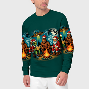 Funny Bigfoot Alien And Santa Making Memories One Campfire At A Time All Over Print Shirt