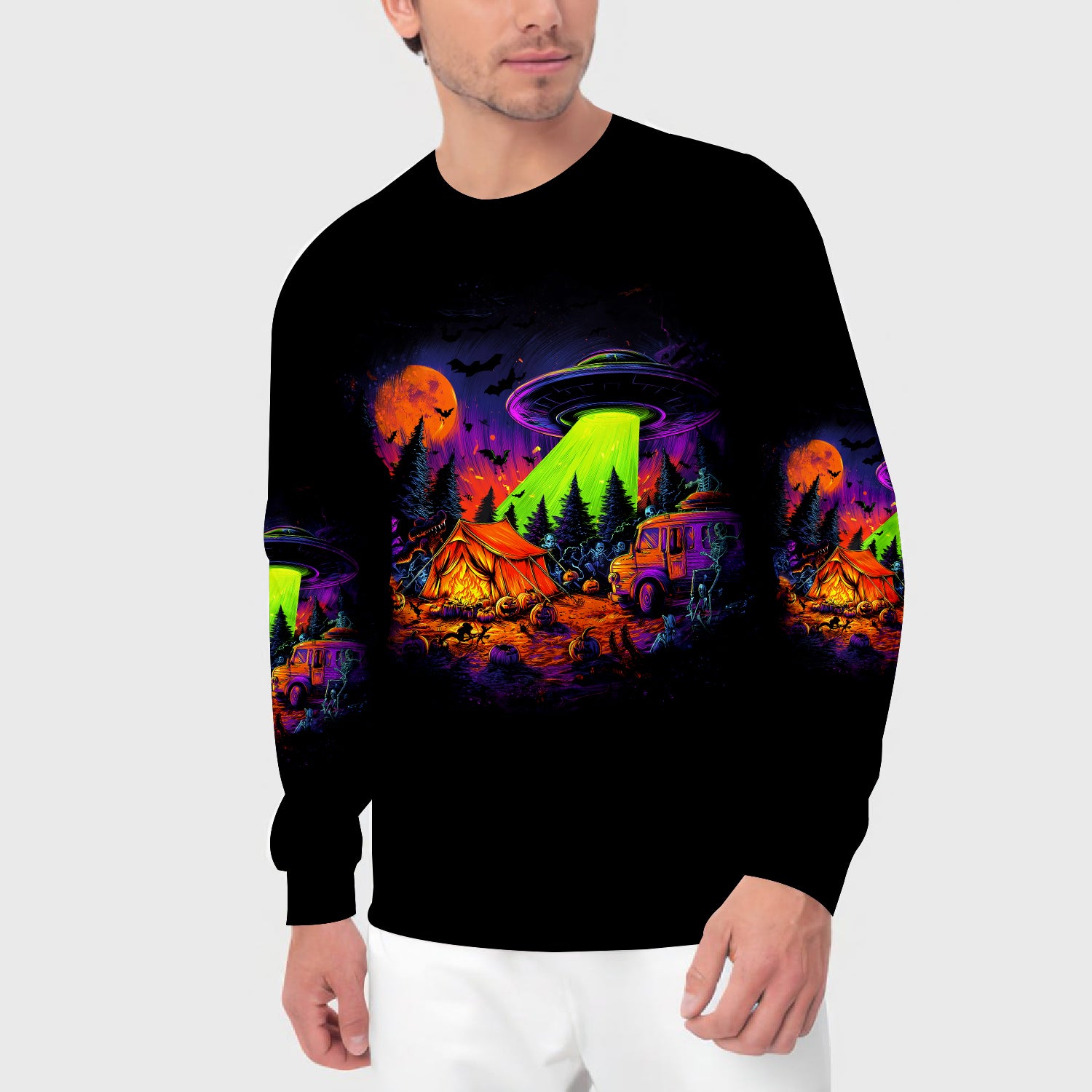 Alien Camp-O-Ween Invasion – UFO Halloween Camping All Over Print Shirt