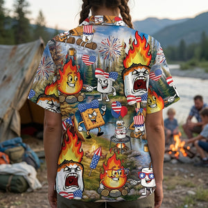 America Patriot Burnt Marshmallow Hawaiian Shirt