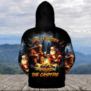 Funny Bigfoot & Santa Life Is Better Around The Campfire All Over Print Shirt