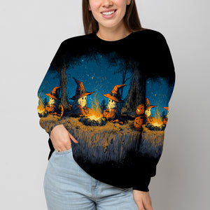 Spooky Pumpkin Campfire Night All Over Print Shirt