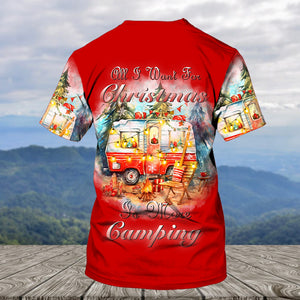 Red All I Want For Christmas Is Camping All Over Print Shirt