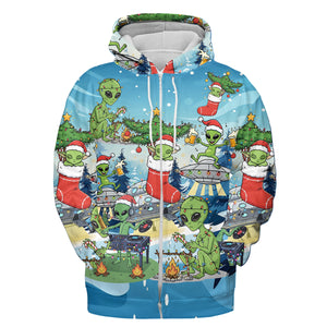 Alien Camping In Santa Custume All Over Print Shirt