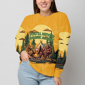 Bigfoot and Bear You'll Never Drink Alone All Over Print Shirt