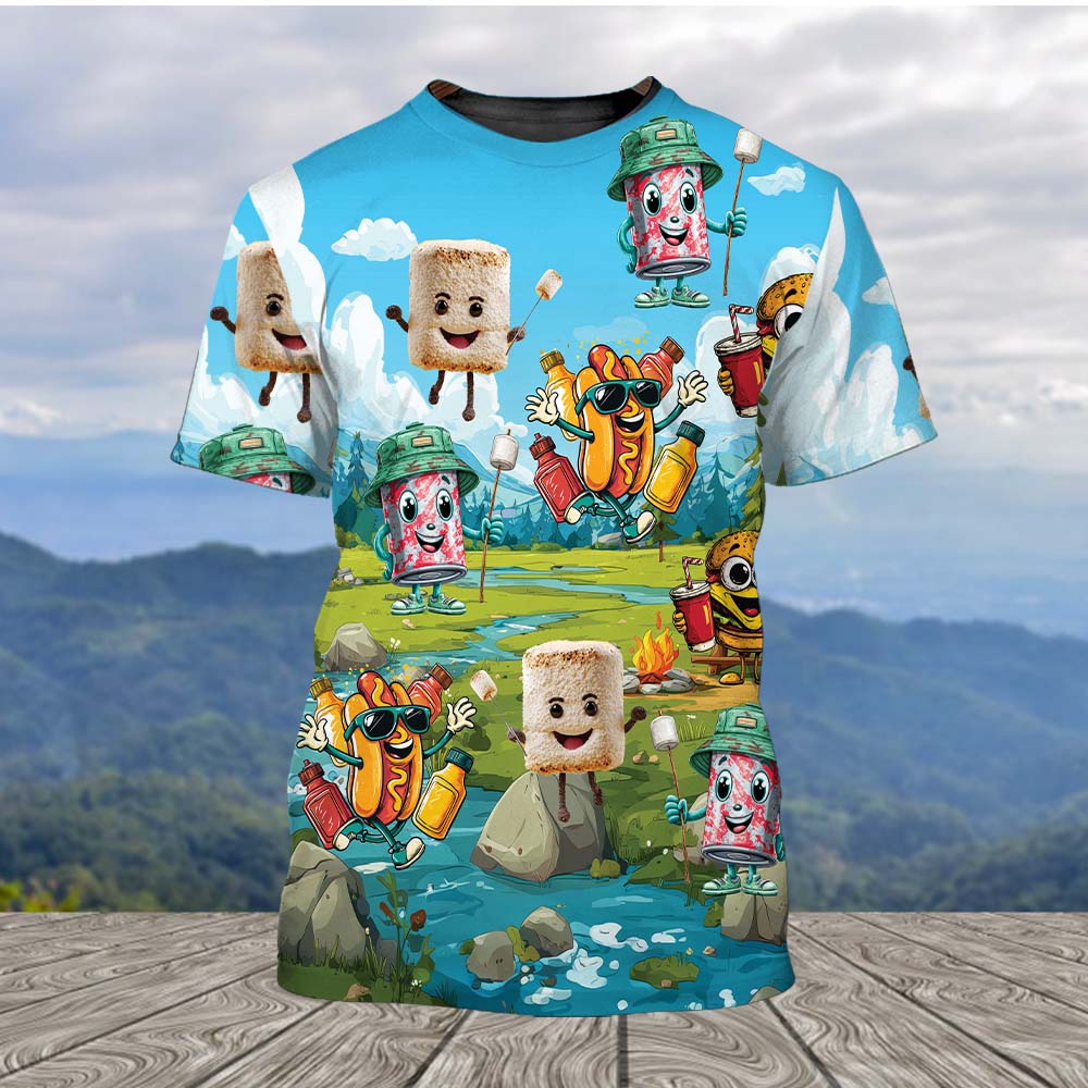 Funny Food Camping All Over Print Shirt