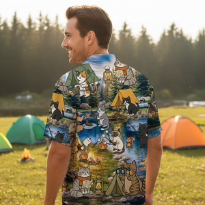 Funny Cat Campsite Hawaiian Shirt