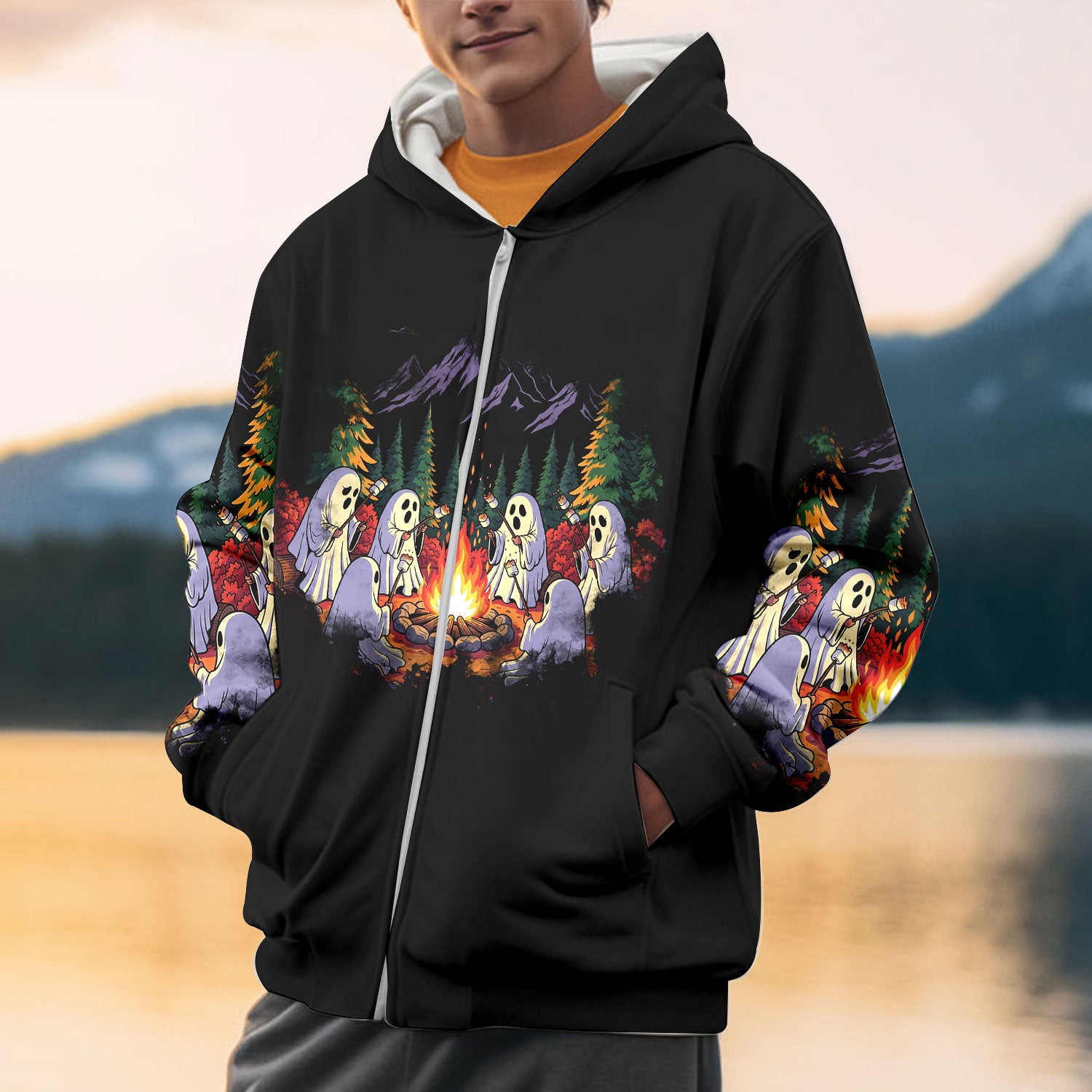 Ghost Camping Crew All Over Print Shirt