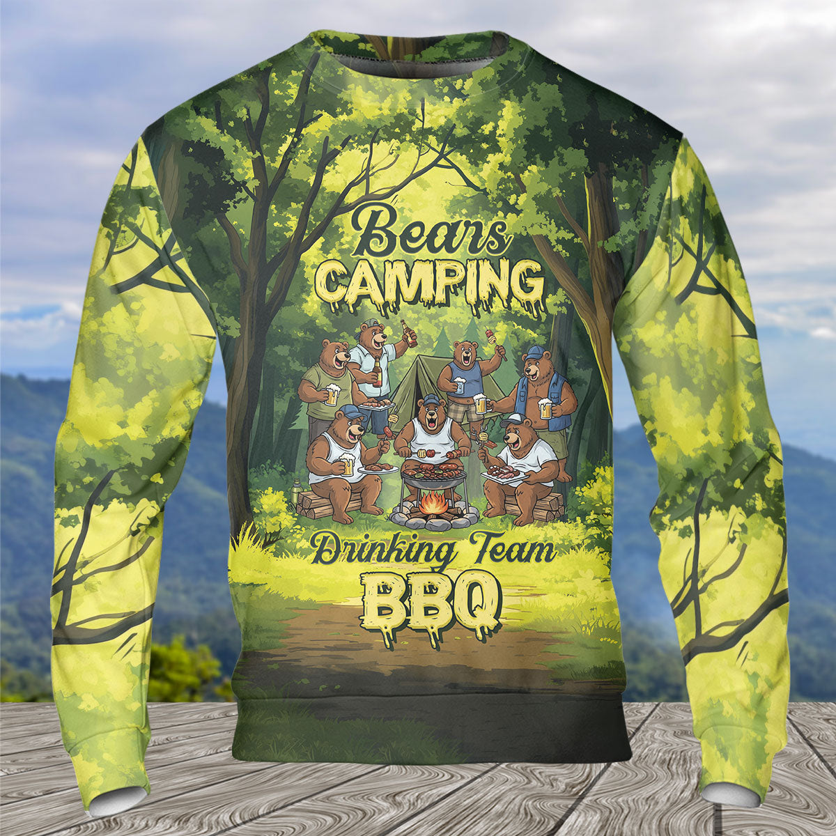 Bear Family BBQs All Over Print Shirt