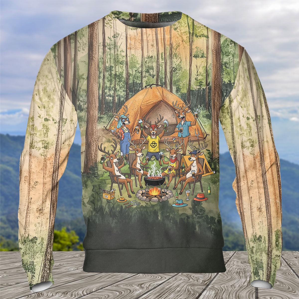 Friends, Fires, Fun Camping Crew Deer All Over Print Shirt