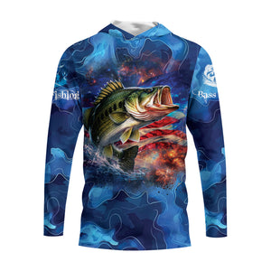 Blue Bass Fishing Patriotic All Over Print Shirt