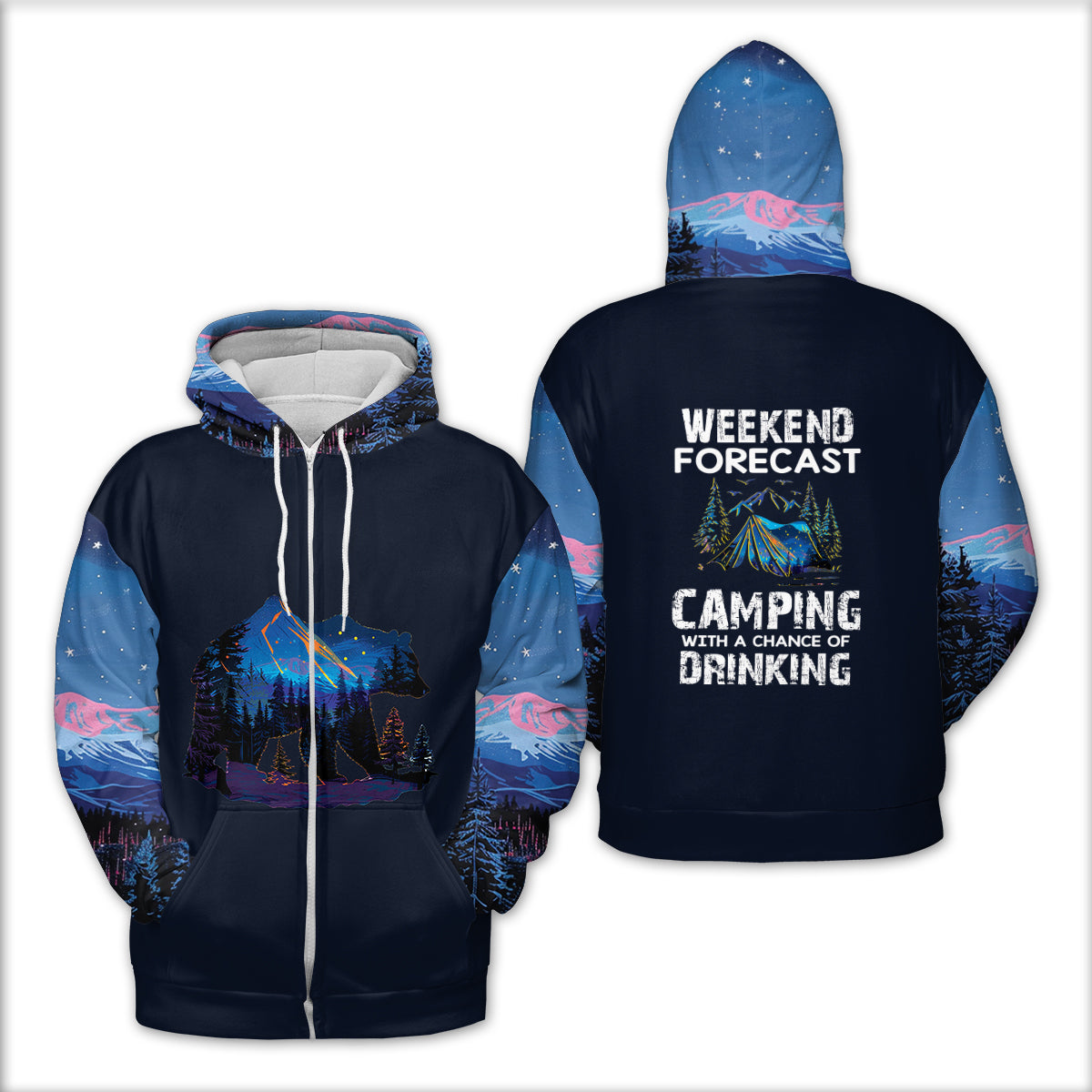 Weekend Forecast Camping With A Chance Of Drinking All Over Print Shirt