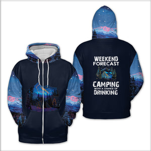 Weekend Forecast Camping With A Chance Of Drinking All Over Print Shirt