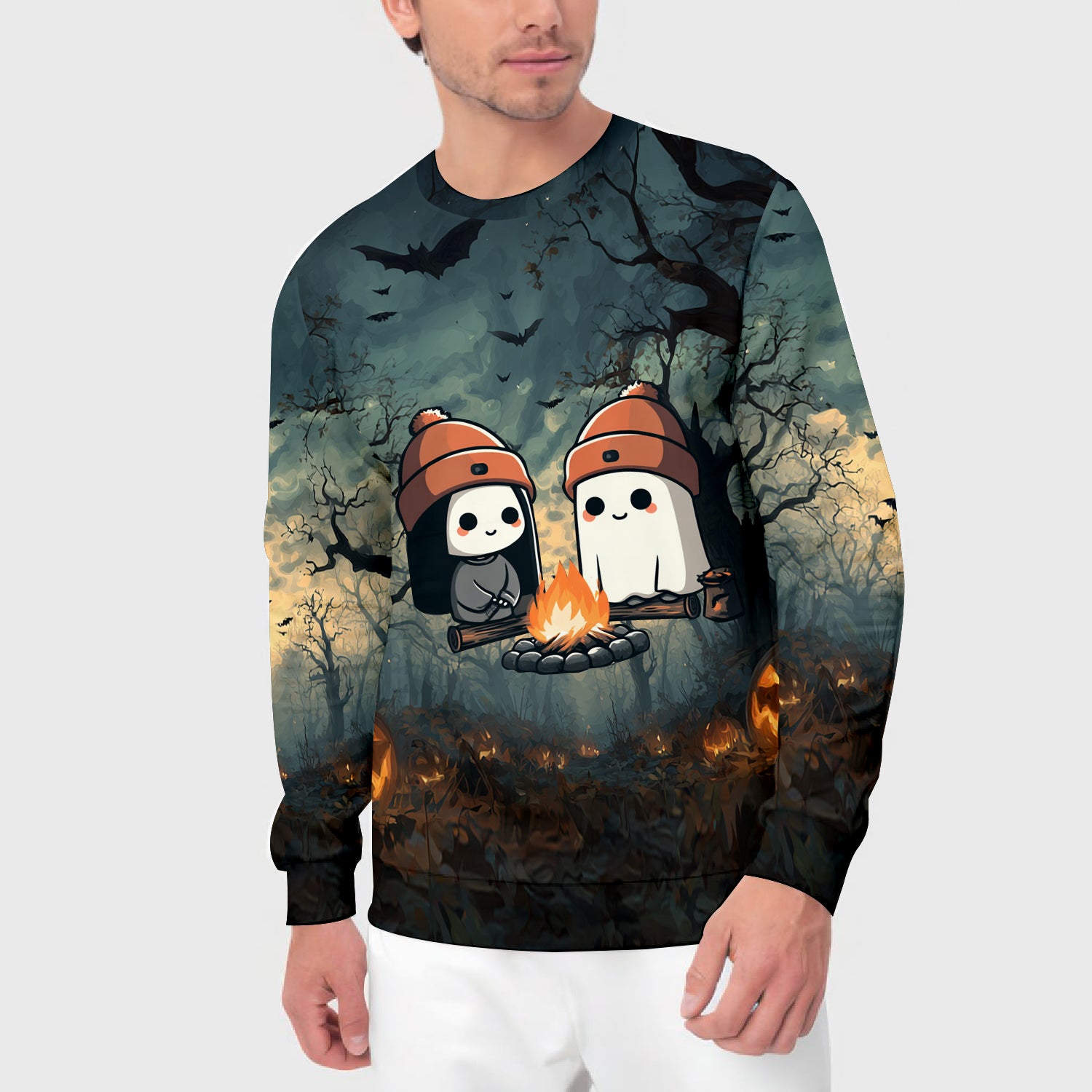 Cute Ghost Camping Crew All Over Print Shirt