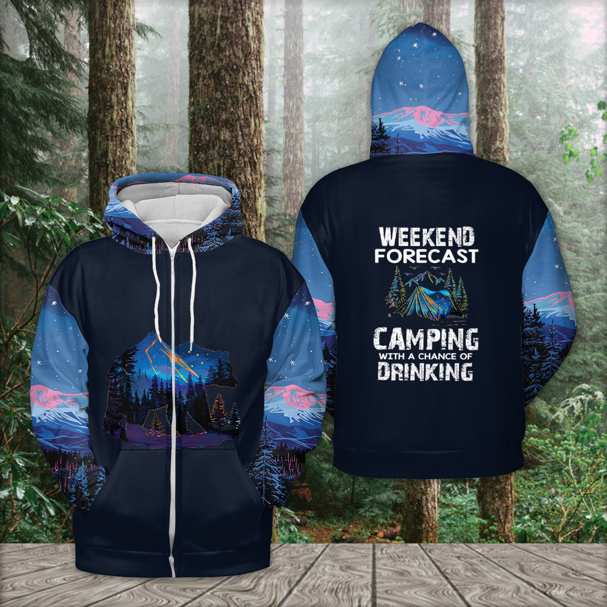 Weekend Forecast Camping With A Chance Of Drinking All Over Print Shirt