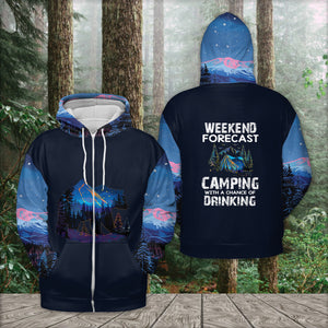 Weekend Forecast Camping With A Chance Of Drinking All Over Print Shirt